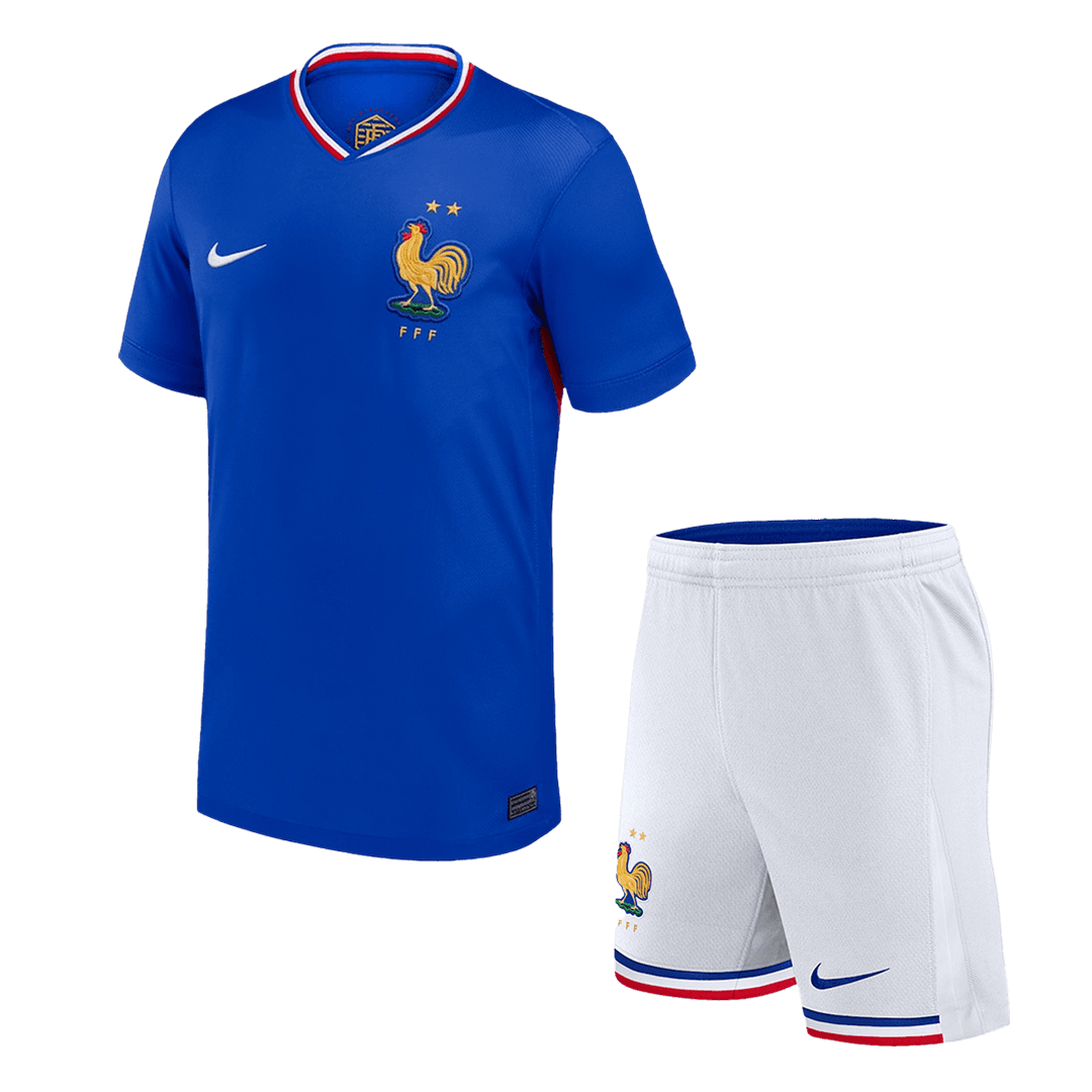 Kid's France Home Soccer Jersey Kit(Jersey+Shorts) Euro 2024
