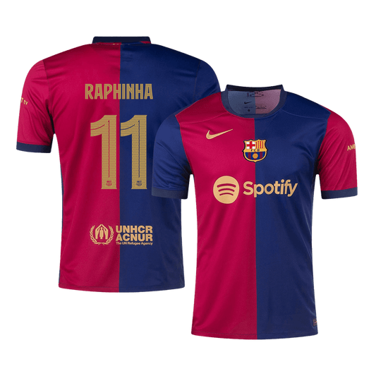 RAPHINHA #11 Barcelona Heim-Fußballtrikot 2024/25 Rot&amp;Blau - UCL
