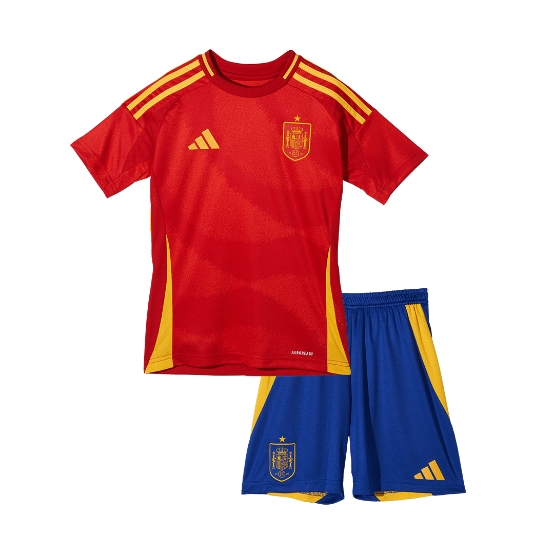 Gift-Kid's Spain Home Soccer Jersey Kit(Jersey+Shorts) Euro 2024