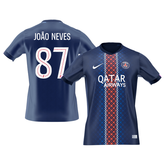 JOÃO NEVES #87 PSG Home Soccer Jersey 2025/26