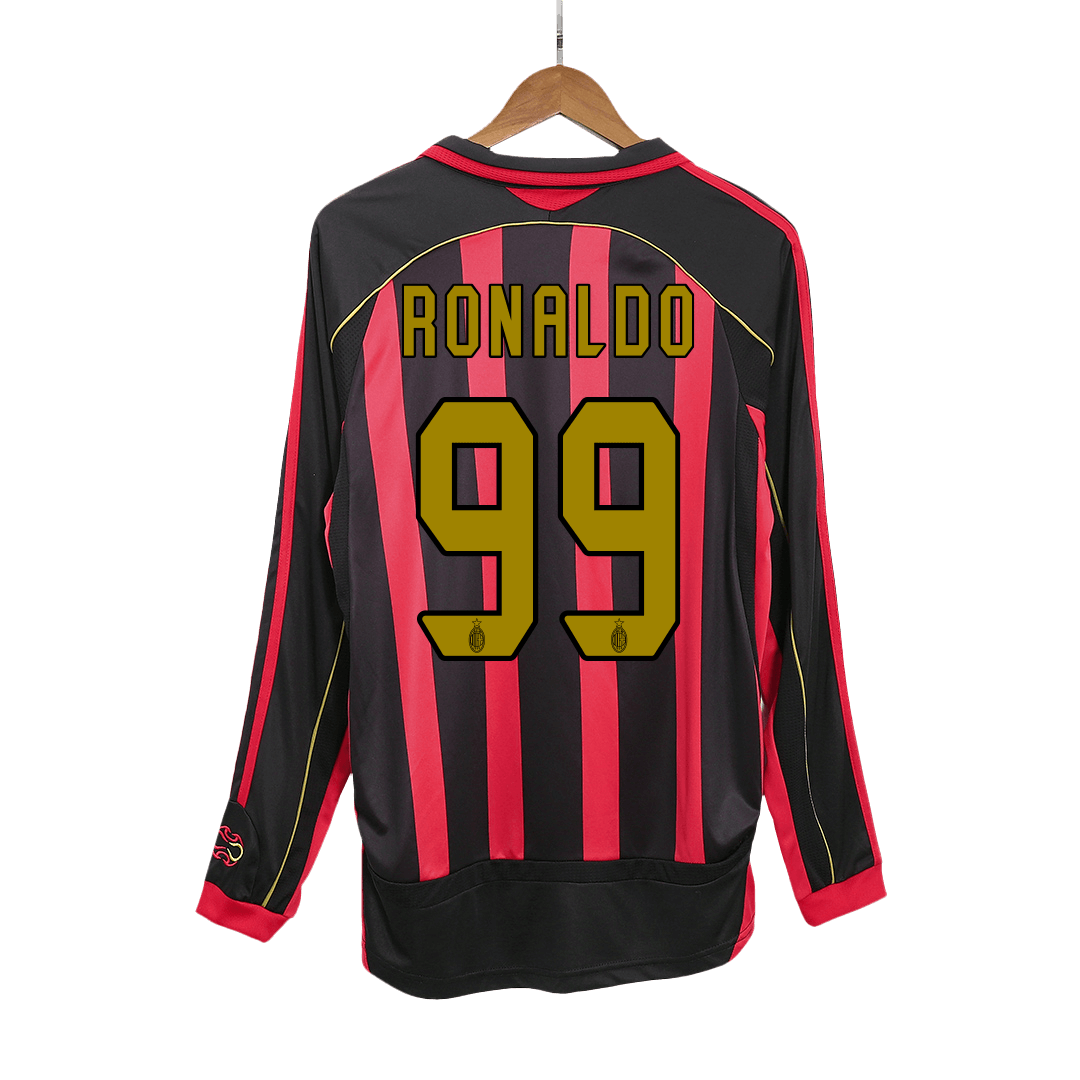 RONALDO #99 AC Milan Home Retro Long Sleeve Soccer Jersey 2006/07