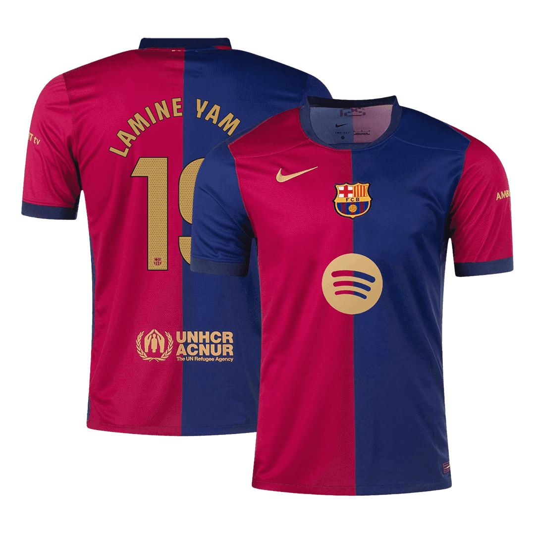 Barcelona Jersey Custom LAMINE YAMAL #19 Soccer Jersey Home 2024/25 Spotify Logo Without Text