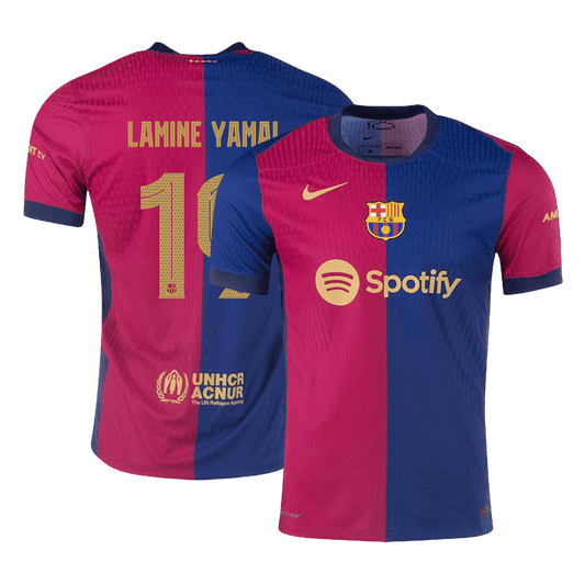 Authentisches LAMINE YAMAL #19 Barcelona Heim-Fußballtrikot 2024/25 – UCL – alter Sponsor