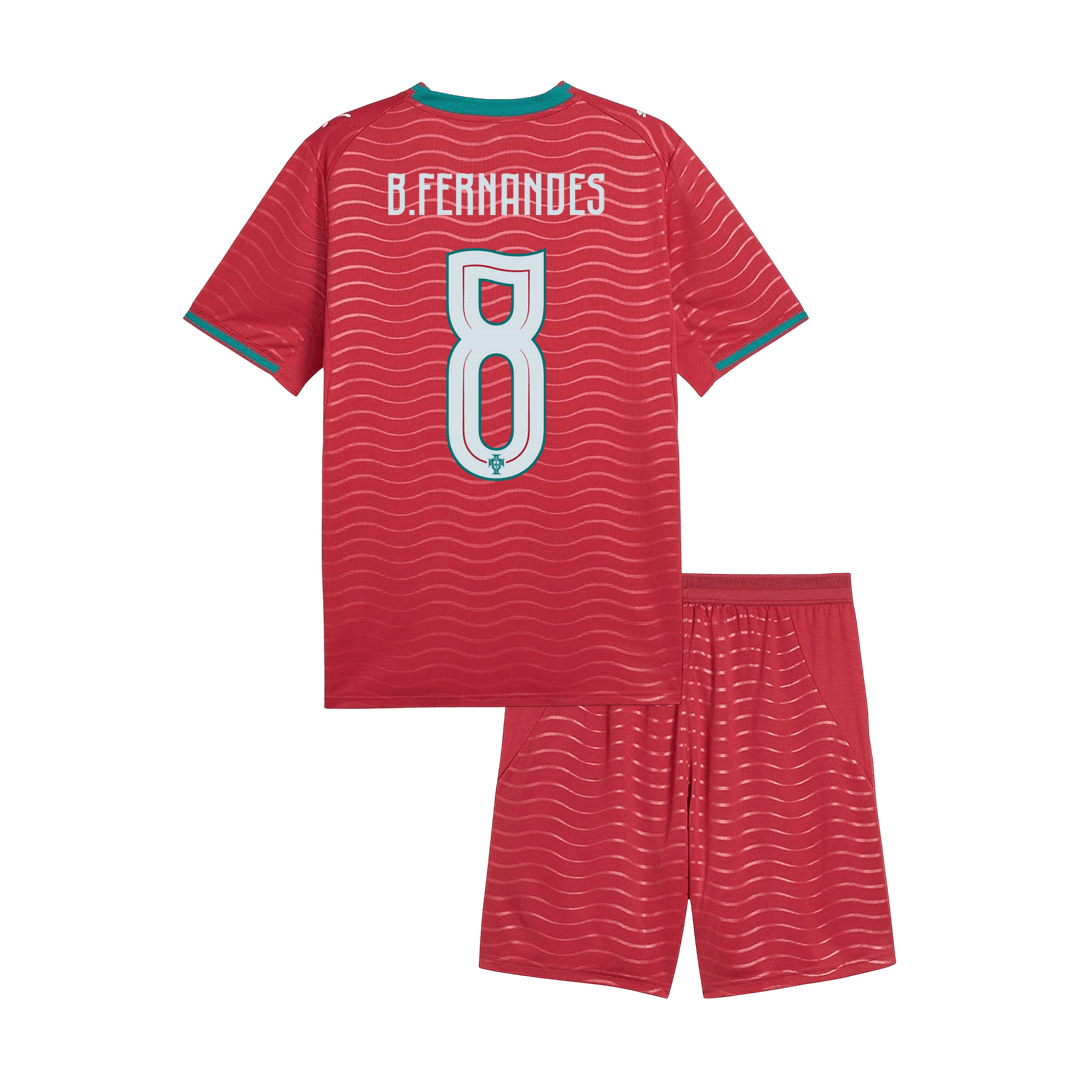 B. FERNANDES #8 Portugal Home World Cup Kids Soccer Jerseys Kit 2026