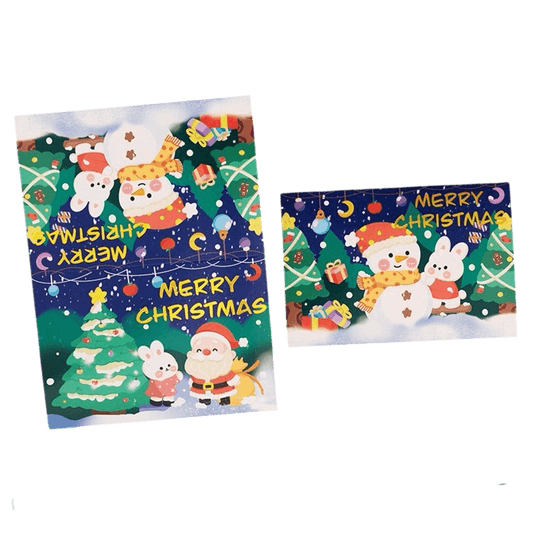 Custom Christmas Card – Snowman & Bunny– Personalized Message