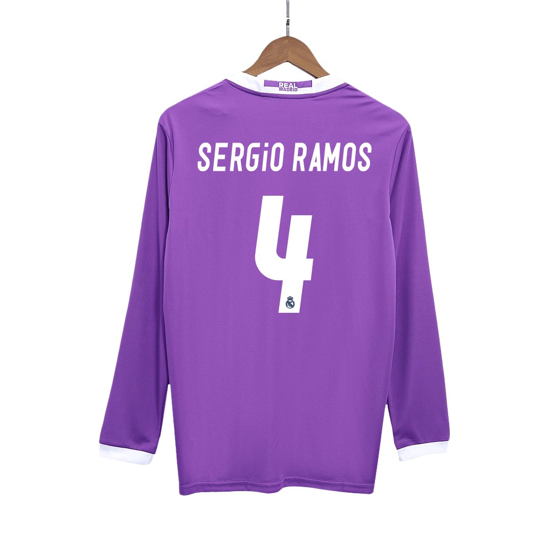 SERGIO RAMOS #4 Retro Real Madrid Jersey Away Long Sleeve Soccer Shirt 2016/17