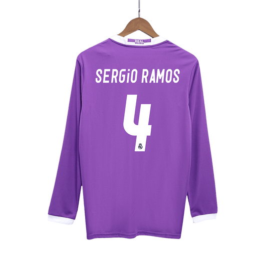 SERGIO RAMOS #4 Retro Real Madrid Jersey Away Long Sleeve Soccer Shirt 2016/17
