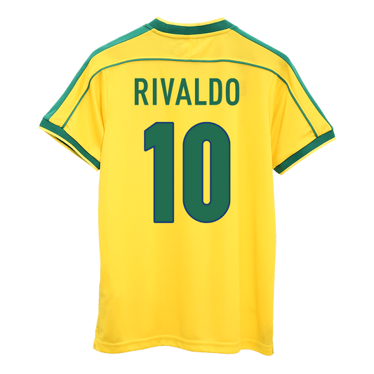 RIVALDO #10 Retro 1998 Brazil Home Soccer Jersey - World Cup