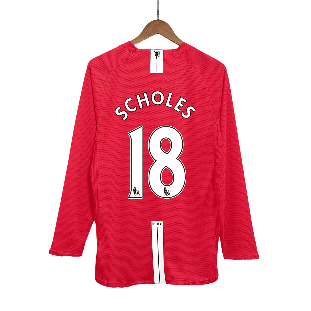 Retro Jersey SCHOLES #18 Manchester United Retro Jersey Home Soccer Shirt 2007/08