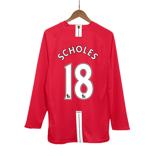 Retro Jersey SCHOLES #18 Manchester United Retro Jersey Home Soccer Shirt 2007/08
