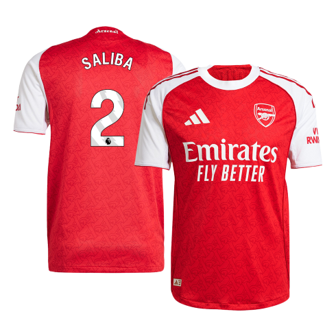 SALIBA #2 Arsenal Home Authentic Soccer Jersey 2025/26