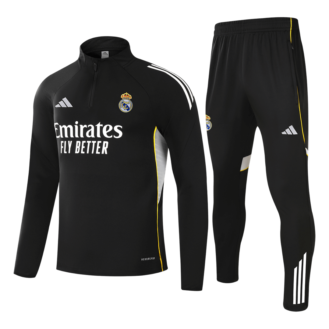 Real Madrid 1/4 Zip Tracksuit 2025/26 Kids Black