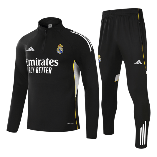Real Madrid 1/4 Zip Tracksuit 2025/26 Kids Black