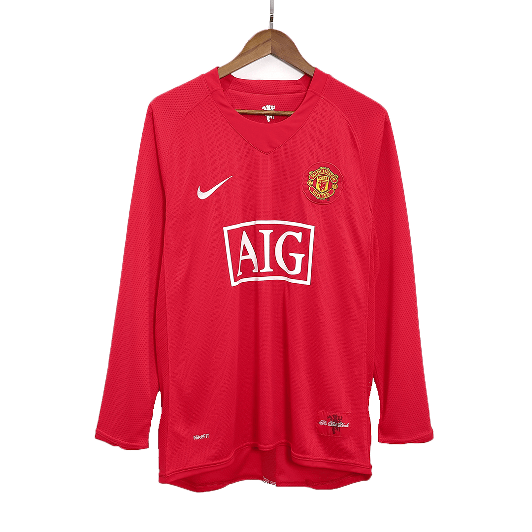 Retro Jersey SCHOLES #18 Manchester United Retro Jersey Home Soccer Shirt 2007/08
