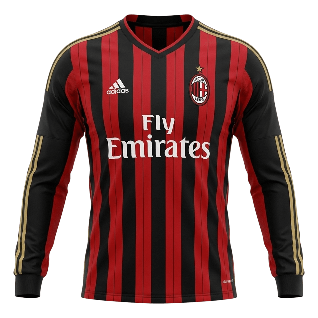 Retro Soccer Jersey AC Milan Home Long Sleeve 2013/14