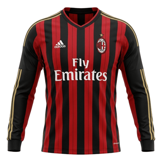 Retro Soccer Jersey AC Milan Home Long Sleeve 2013/14