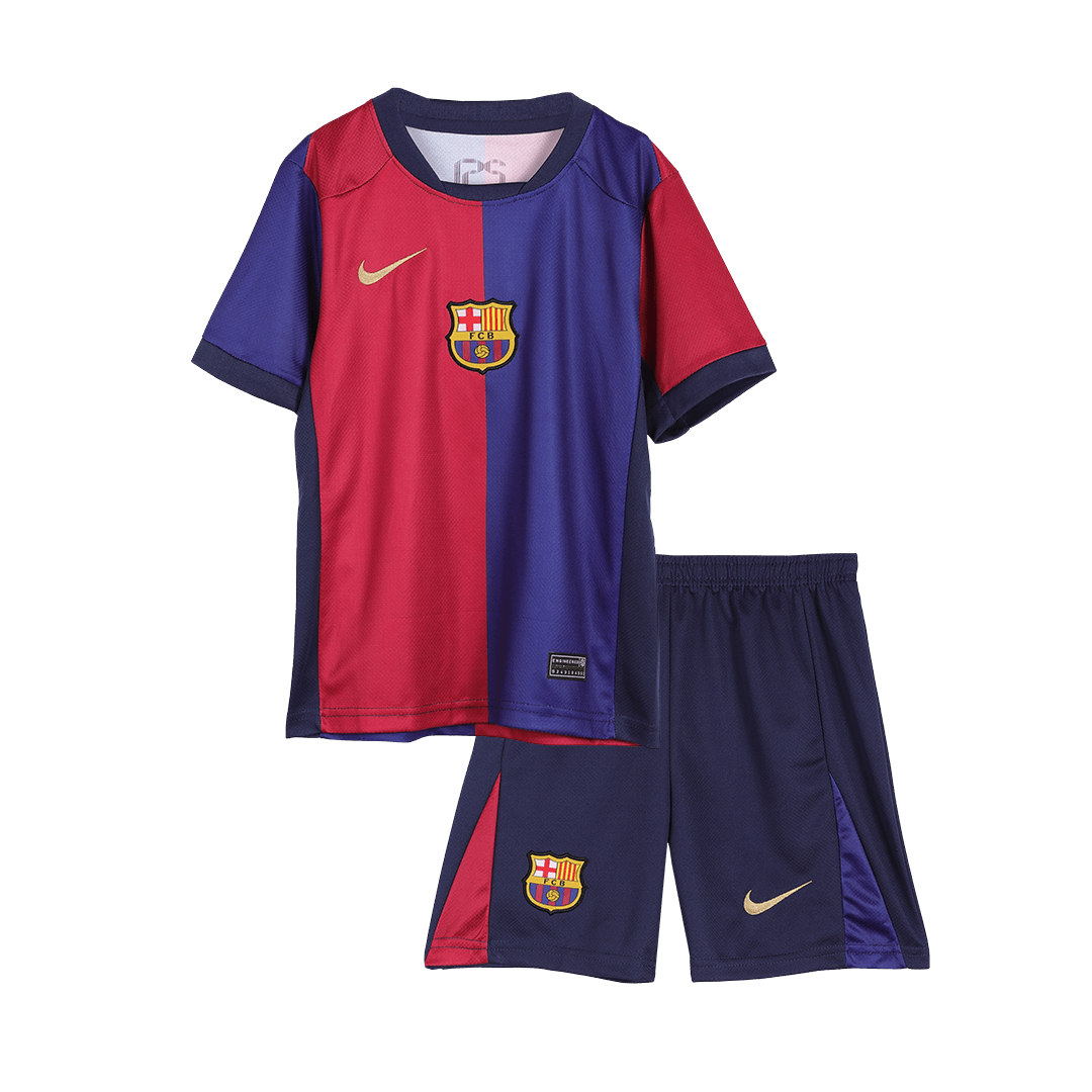 Kid's Barcelona Home Spotify Logo Without Text Soccer Jersey Kit(Shirt+Shorts) 2024/25