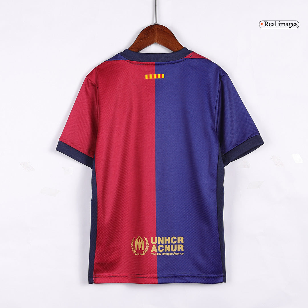 Kid's Barcelona Home Spotify Logo Without Text Soccer Jersey Kit(Shirt+Shorts) 2024/25