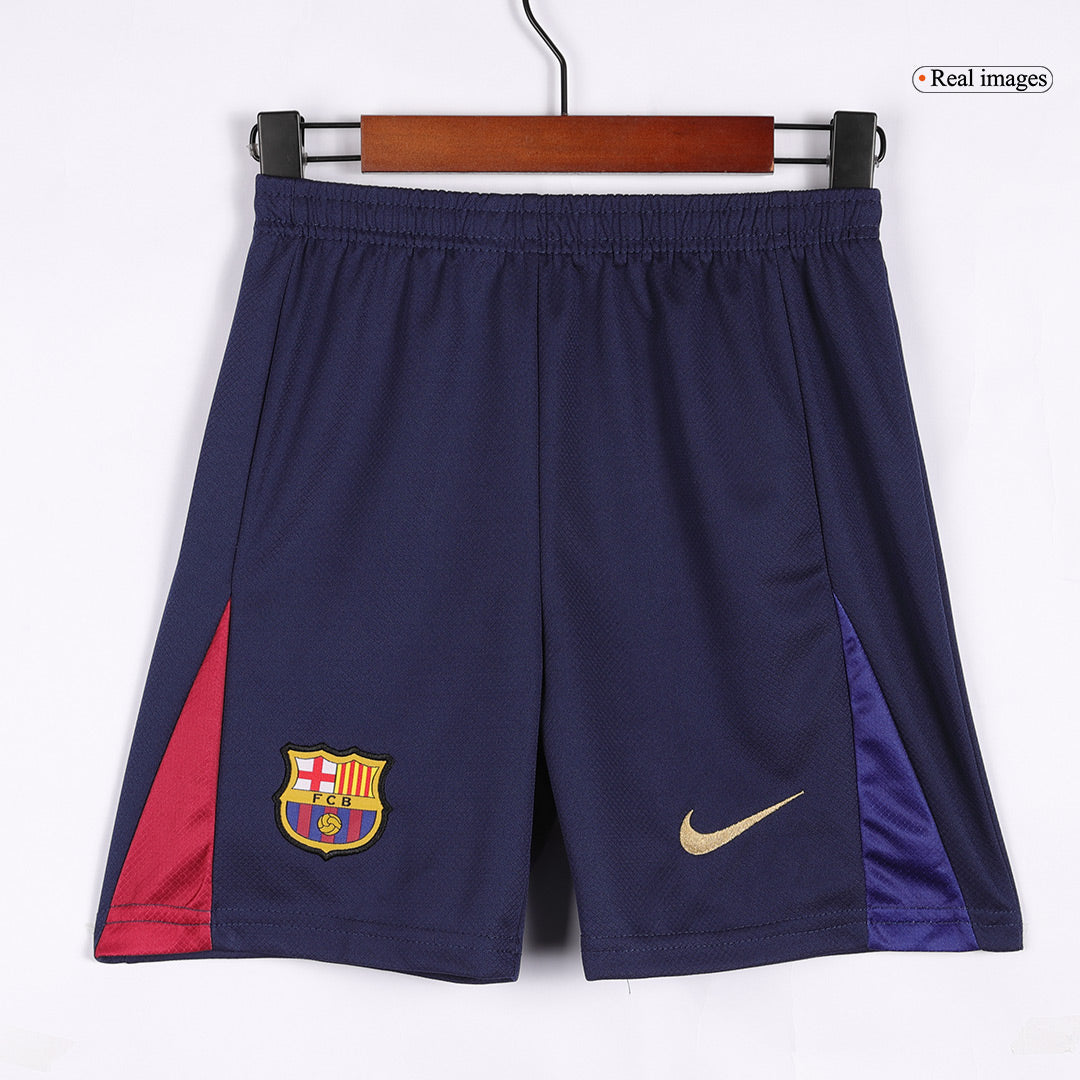 Kid's Barcelona Home Spotify Logo Without Text Soccer Jersey Kit(Shirt+Shorts) 2024/25