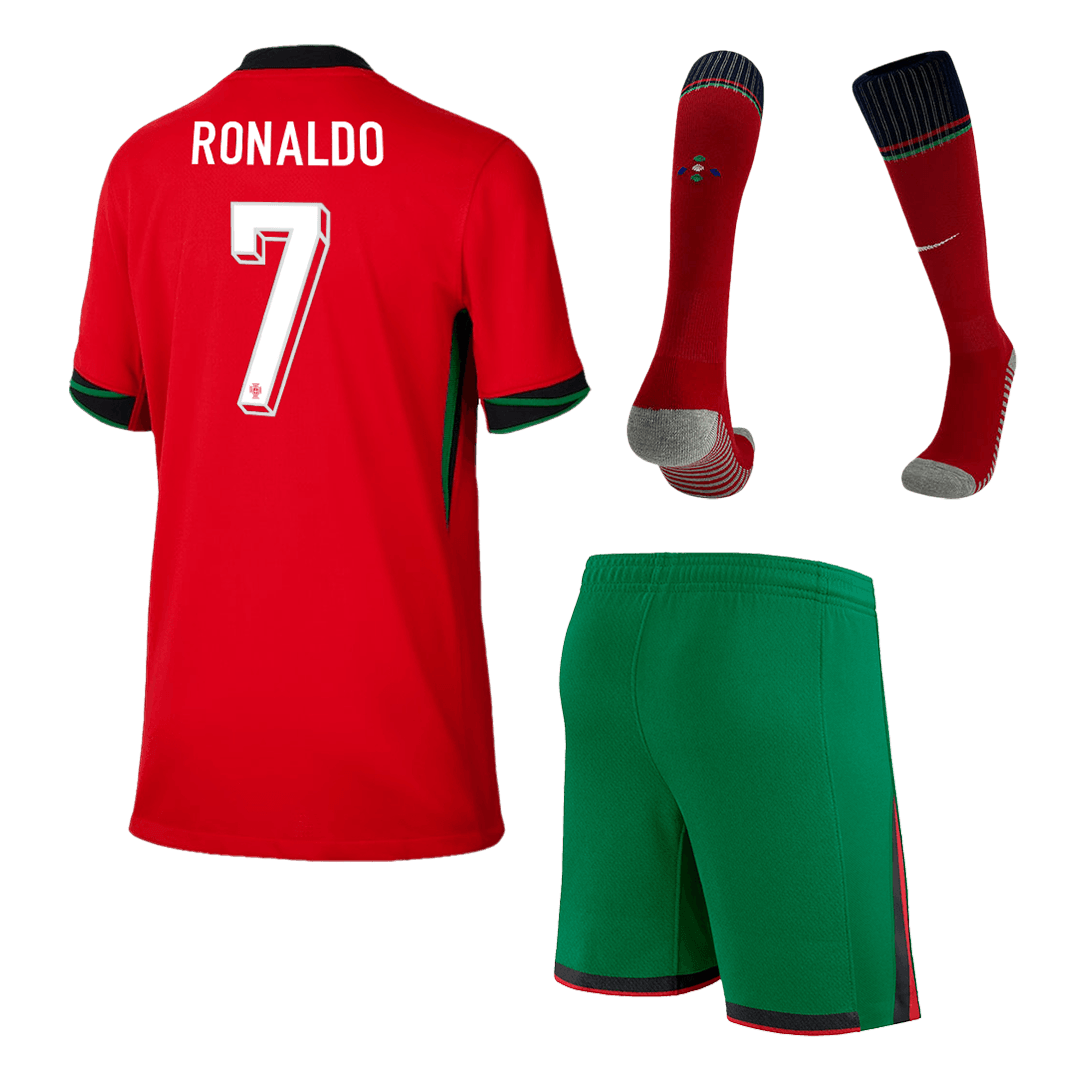 Kids Portugal RONALDO #7 Custom Home Full Soccer Kits 2024