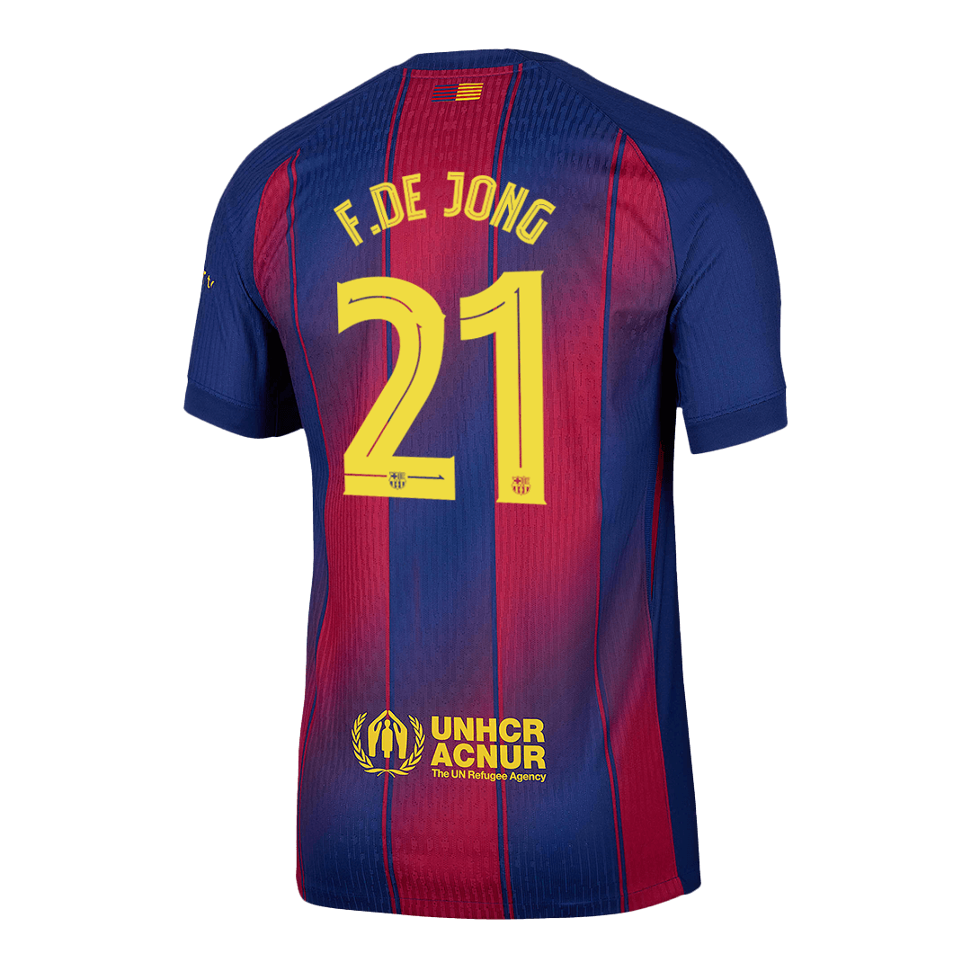F.DE JONG #21 Barcelona Home Authentic Soccer Jersey 2025/26 - UCL