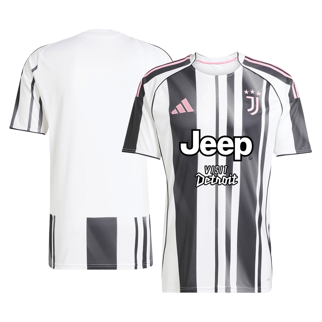 Juventus Jeep x Visit Detroit Sponsor Home Soccer Jersey Kit(Jersey+Shorts) 2025/26 Black&White