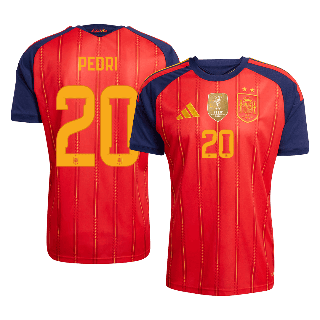 PEDRI #20 Spain Home Soccer Jersey World Cup 2026