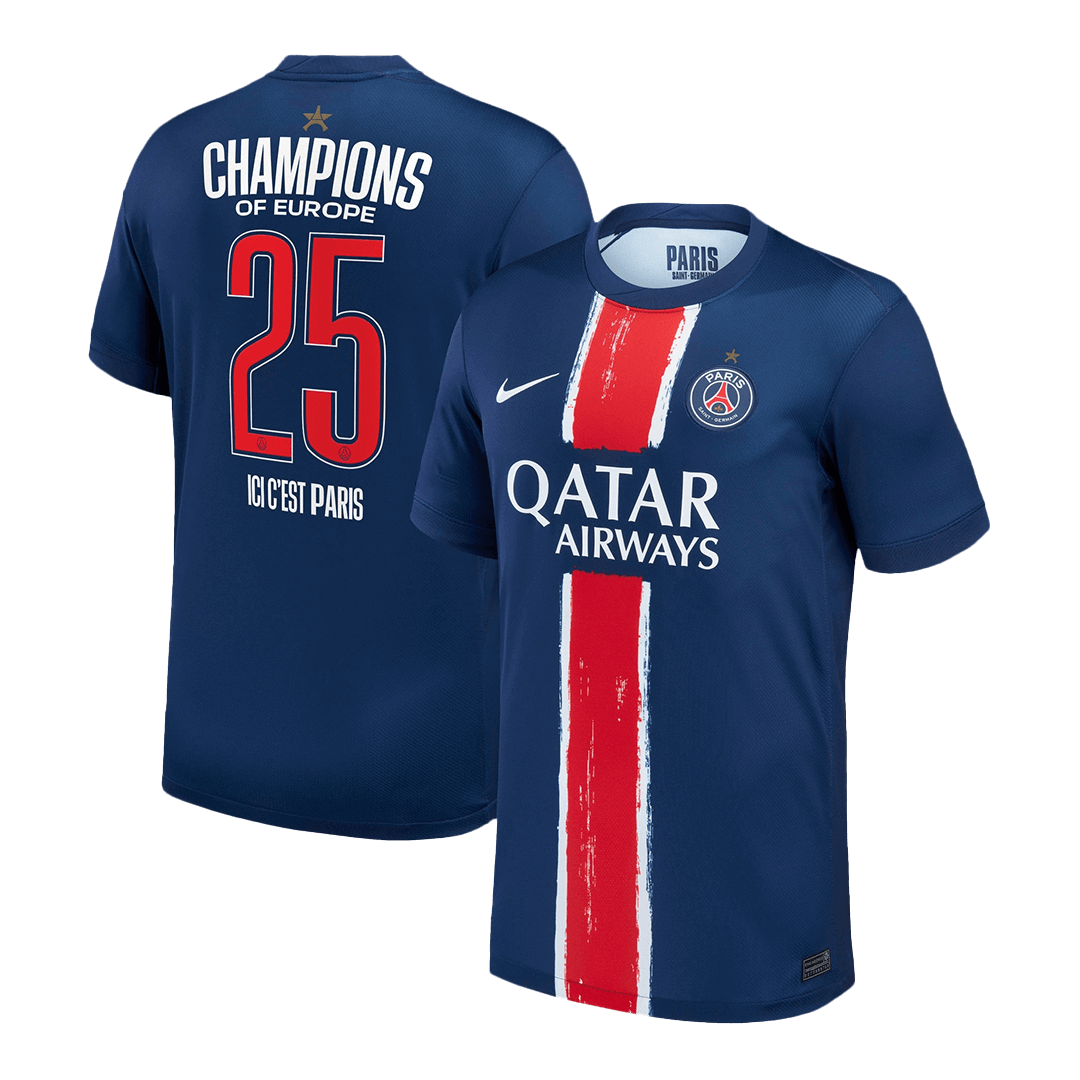 Champions #25 PSG Fußballtrikot Home Custom Shirt 2024/25 Champions of Europe