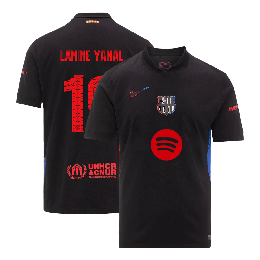 LAMINE YAMAL #19 Barcelona Auswärts-Fußballtrikot 2024/25 – UCL (Spotify-Logo ohne Text)