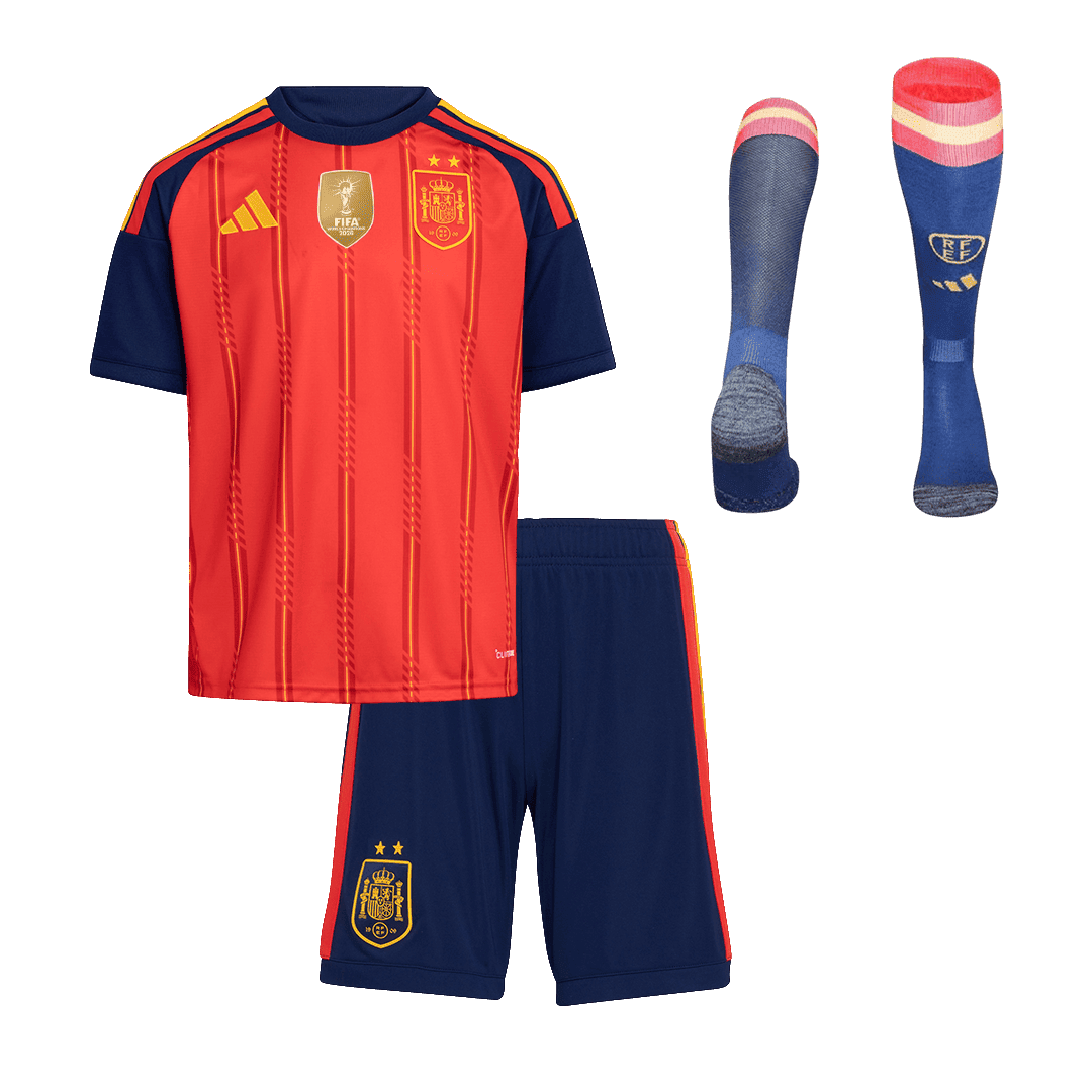 Spain Champion Home Kids Soccer Jerseys Full Kit World Cup 2026