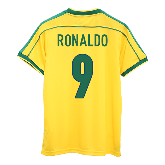 RONALDO #9 Retro 1998 Brazil Home Soccer Jersey - World Cup