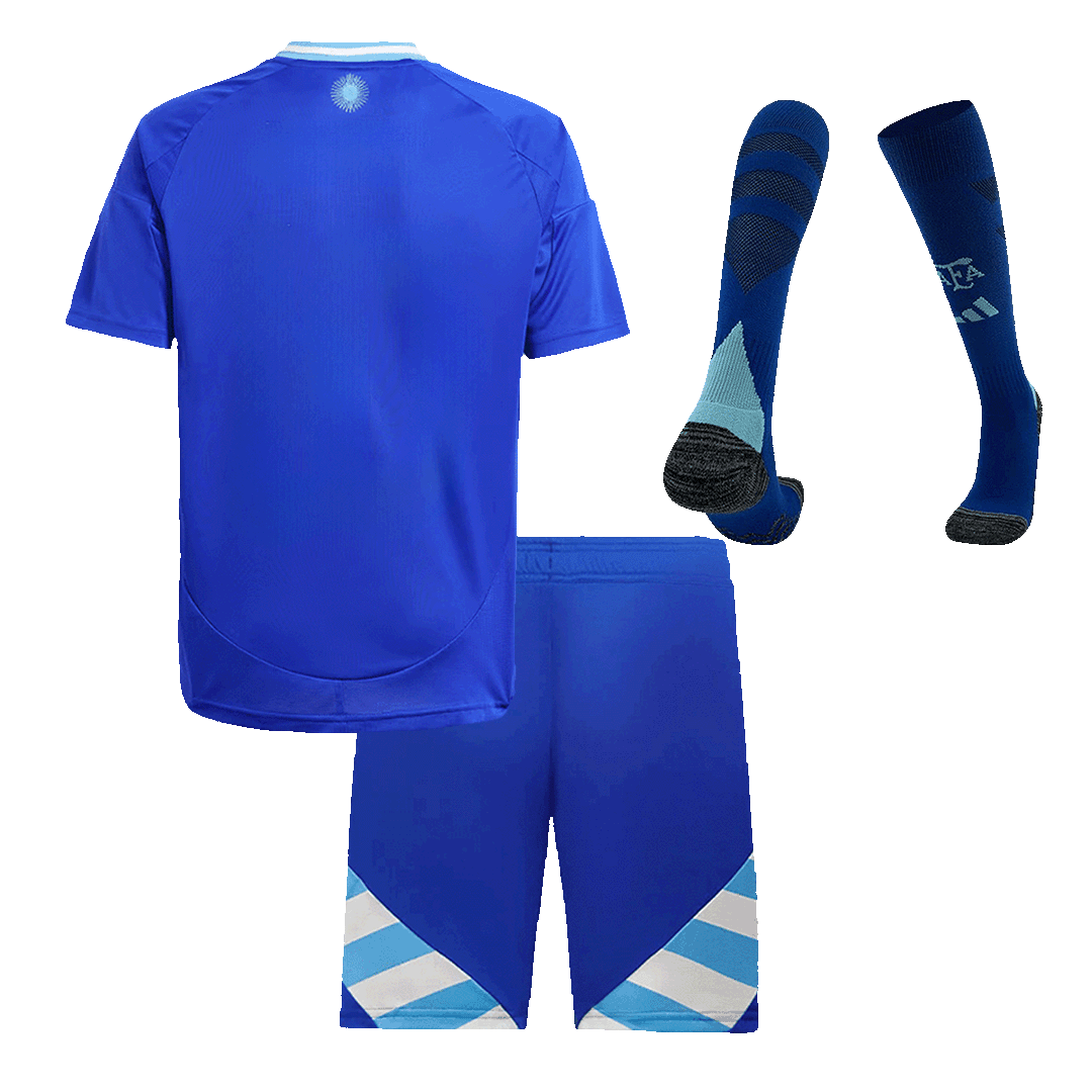 Kid's Argentina Away Soccer Jersey Kit(Jersey+Shorts+Socks) Copa America 2024