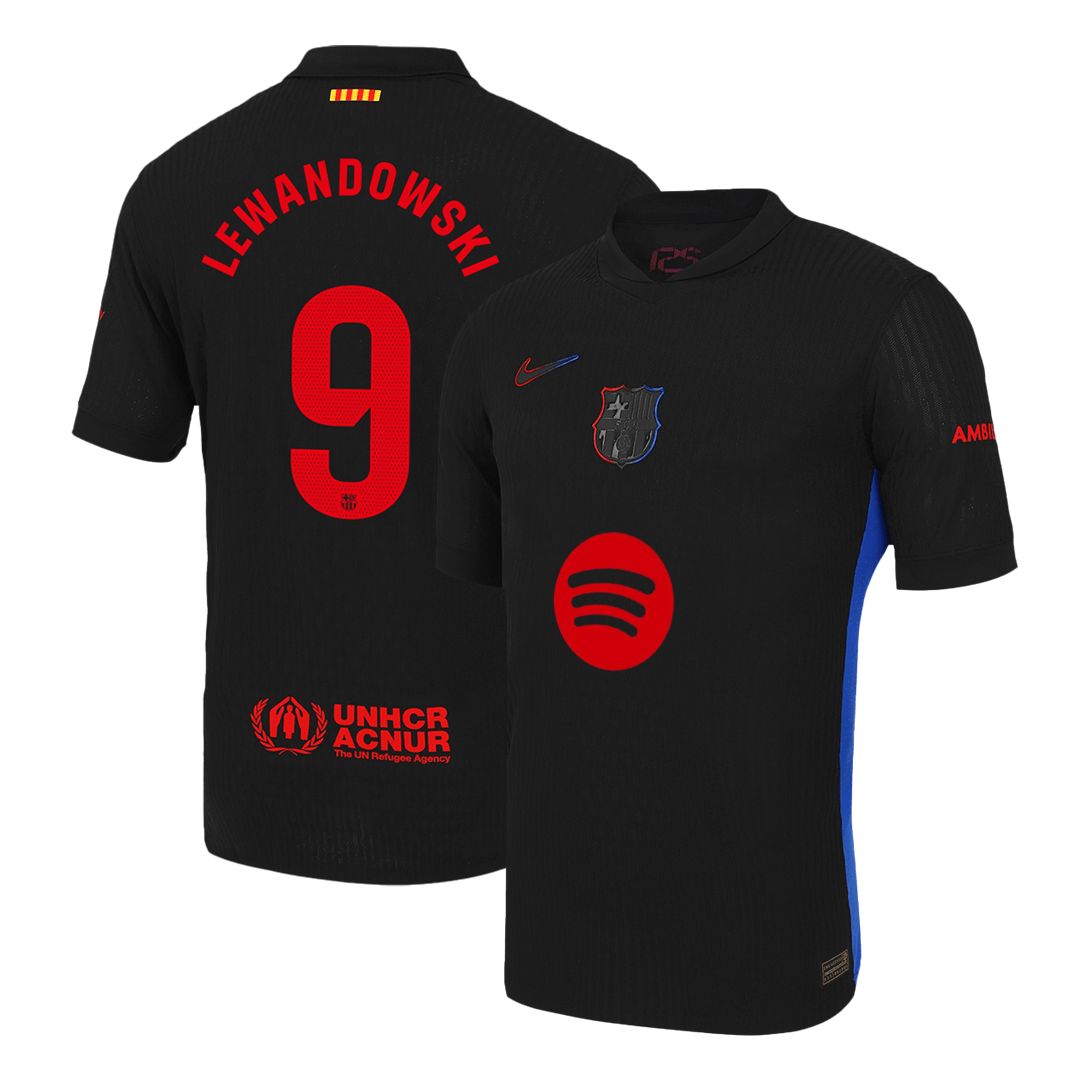 LEWANDOWSKI #9 Authentic Soccer Jersey Barcelona Away Shirt 2024/25 Spotify Logo Without Text