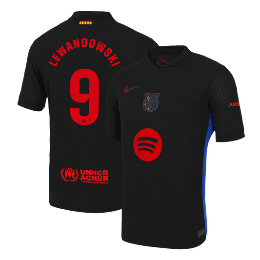 LEWANDOWSKI #9 Authentic Soccer Jersey Barcelona Away Shirt 2024/25 Spotify Logo Without Text