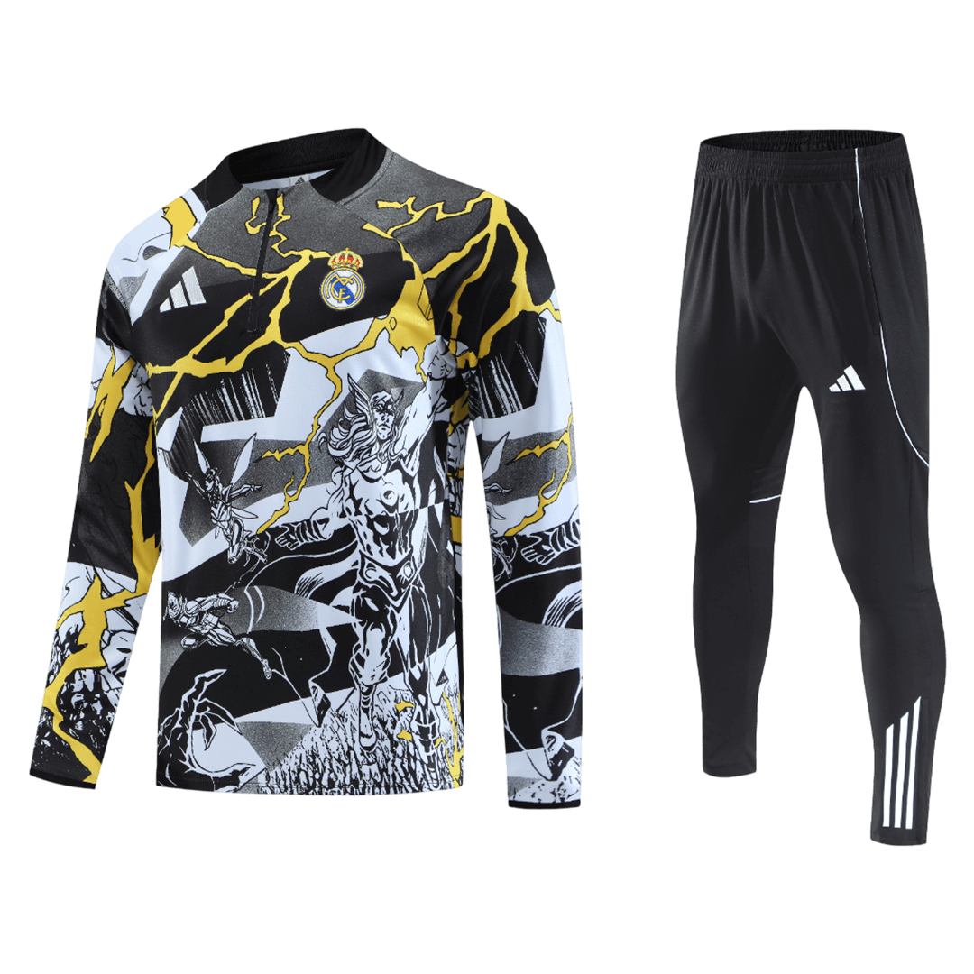 Real Madrid 1/4 Zip Tracksuit 2025/26 Kids Black
