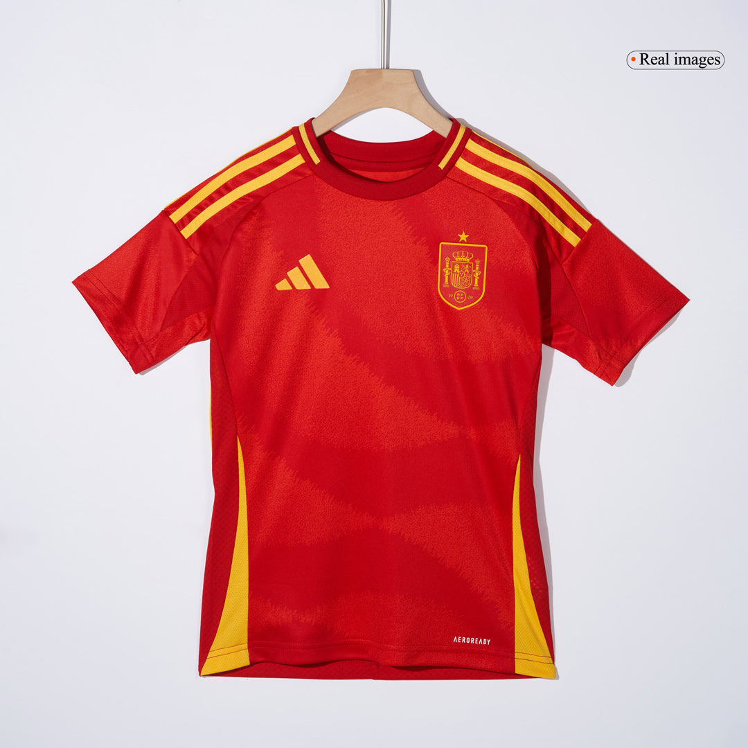 Gift-Kid's Spain Home Soccer Jersey Kit(Jersey+Shorts) Euro 2024