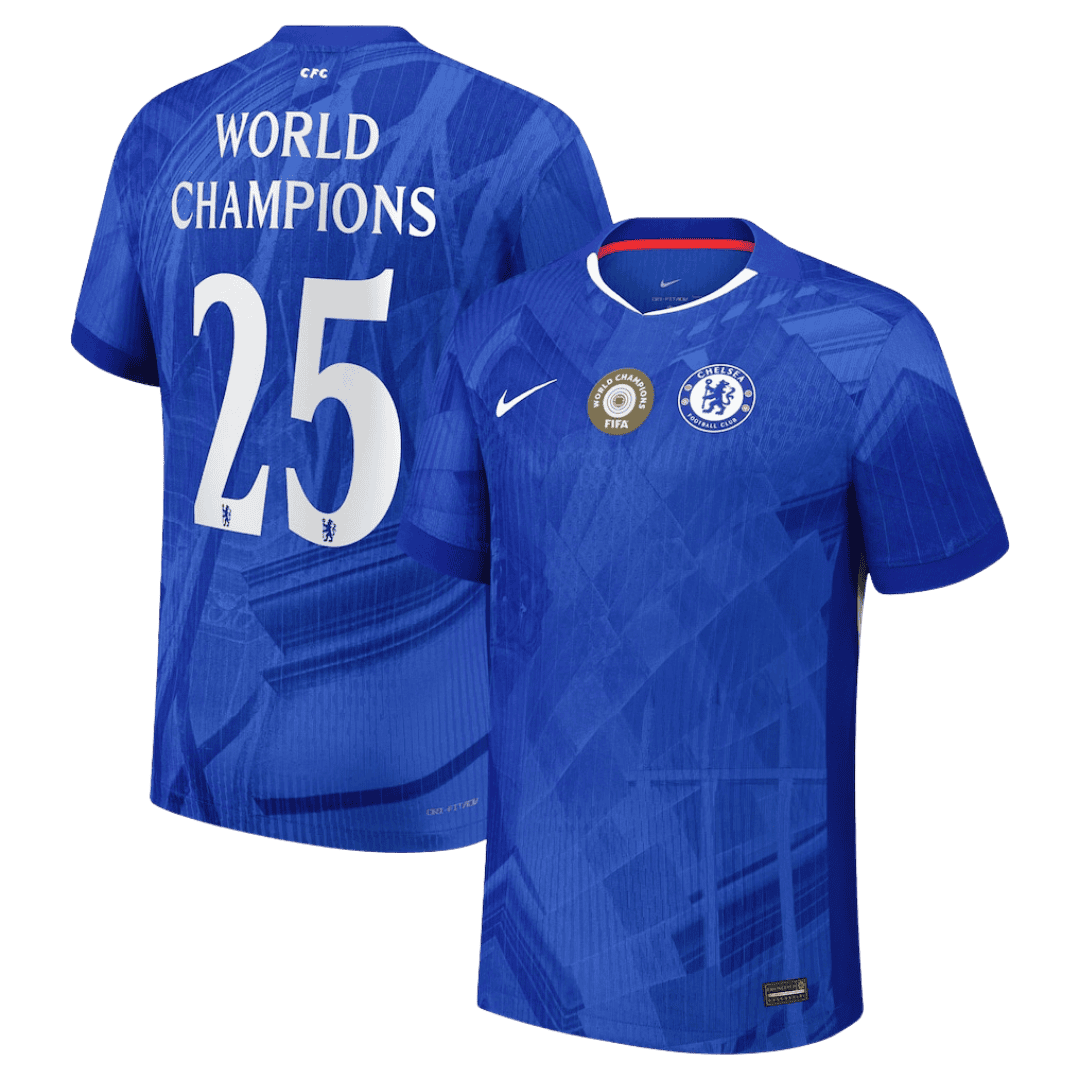WORLD CHAMPIONS #25 Chelsea Home Authentic Soccer Jersey 2025/26 with chest badge