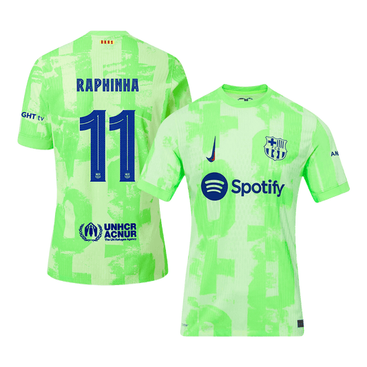 Authentisches RAPHINHA #11 Barcelona Fußballtrikot Drittes Auswärtstrikot 2024/25 – UCL