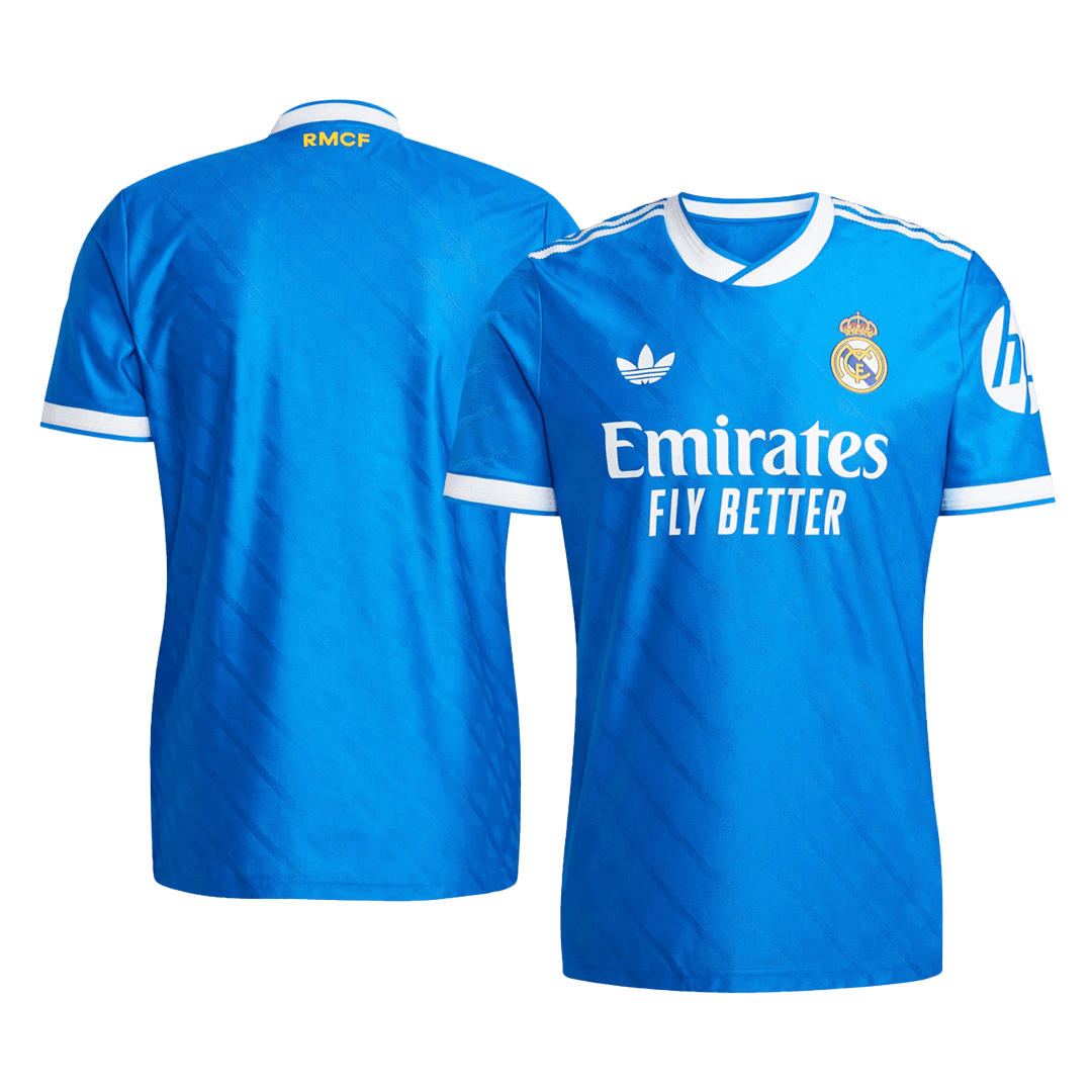 Camiseta de fútbol azul de visitante del Real Madrid 2025/26