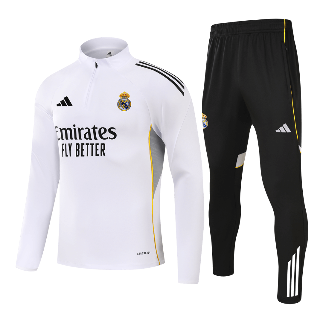 Real Madrid 1/4 Zip Tracksuit 2025/26 Kids White