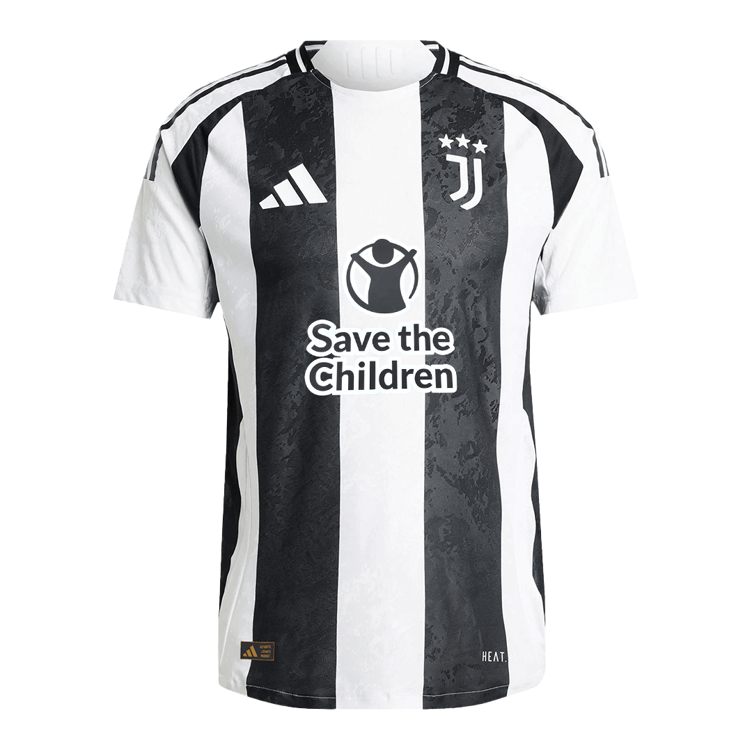 Authentic  VLAHOVI?  #9 Juventus Home Soccer Jersey 2024/25 - Save The Children Sponsor
