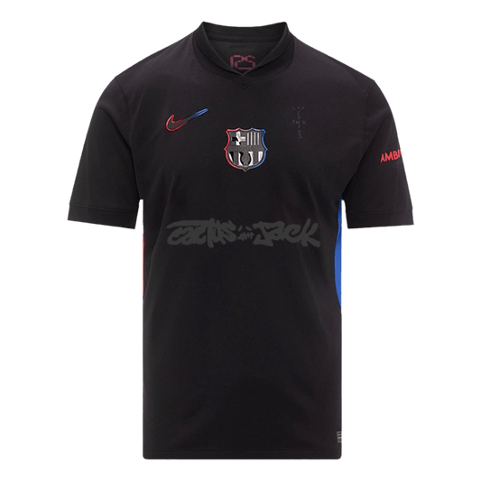 Camiseta de visitante del Barcelona x Travis Scott 2024/25, negra