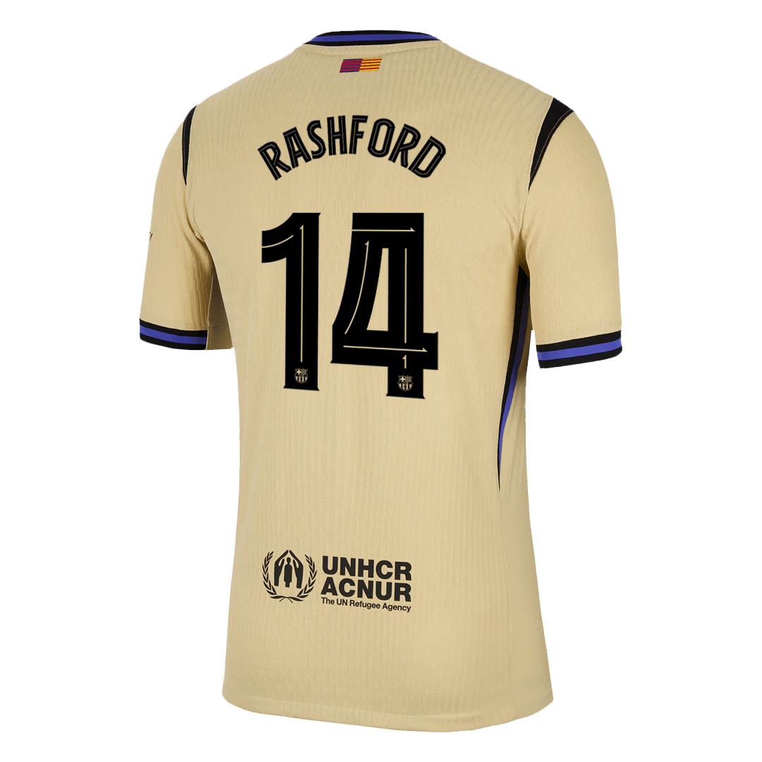 Camiseta de fútbol auténtica de visitante del Barcelona 2025/26 de Rashford #14 - UCL