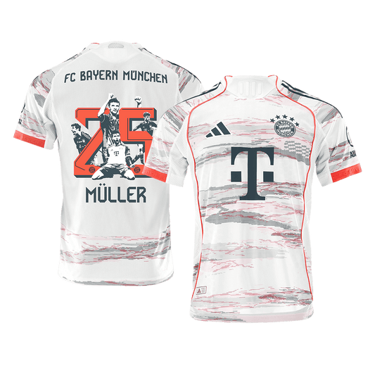 Authentic M¨¹LLER Special #25 Bayern Munich Away Soccer Jersey 2025/26 White