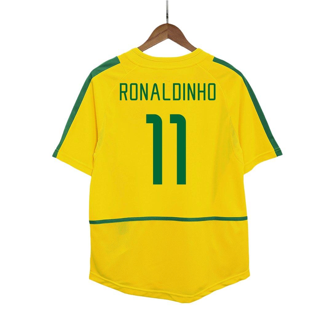 RONALDINHO #11 Brazil Retro Jersey Home Soccer Shirt 2002/03