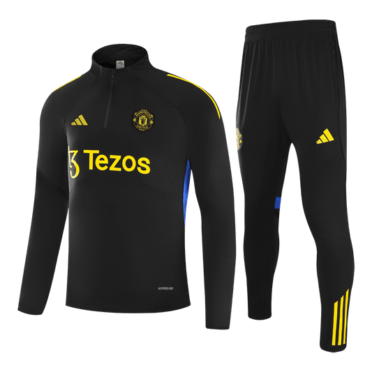 Manchester United 1/4 Zip Tracksuit 2025/26 Kids Black