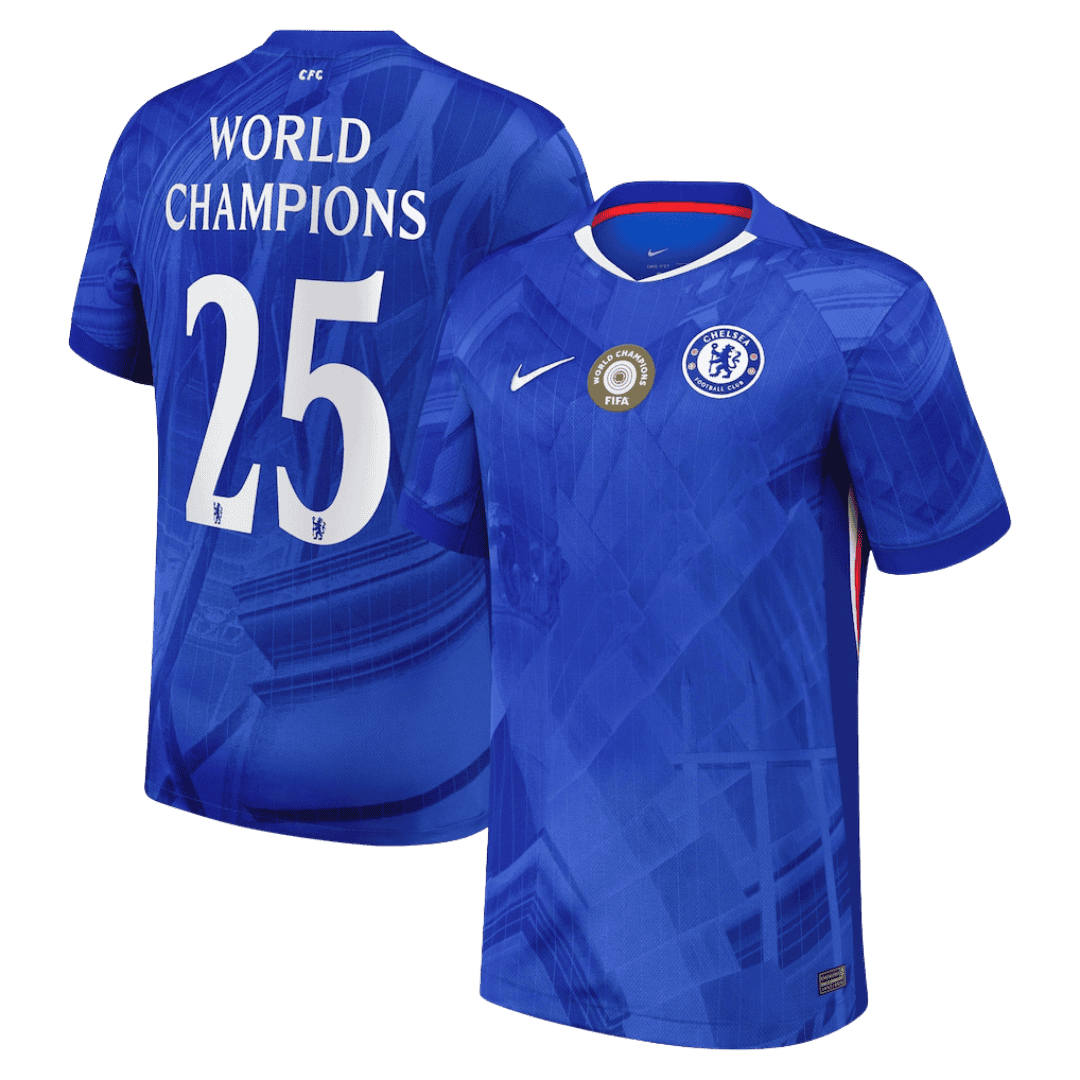 WORLD CHAMPIONS #25 Chelsea Home Soccer Jersey 2025/26 with chest badge