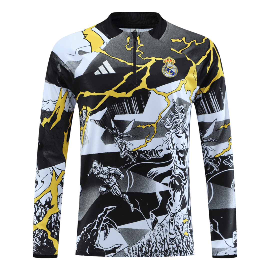 Real Madrid x MARVEL Zipper Sweatshirt Kit(Top+Pants) 25/26 Black