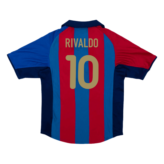 Retro Jersey RIVALDO #10 Barcelona Retro Jersey Home Soccer Shirt 2001/02
