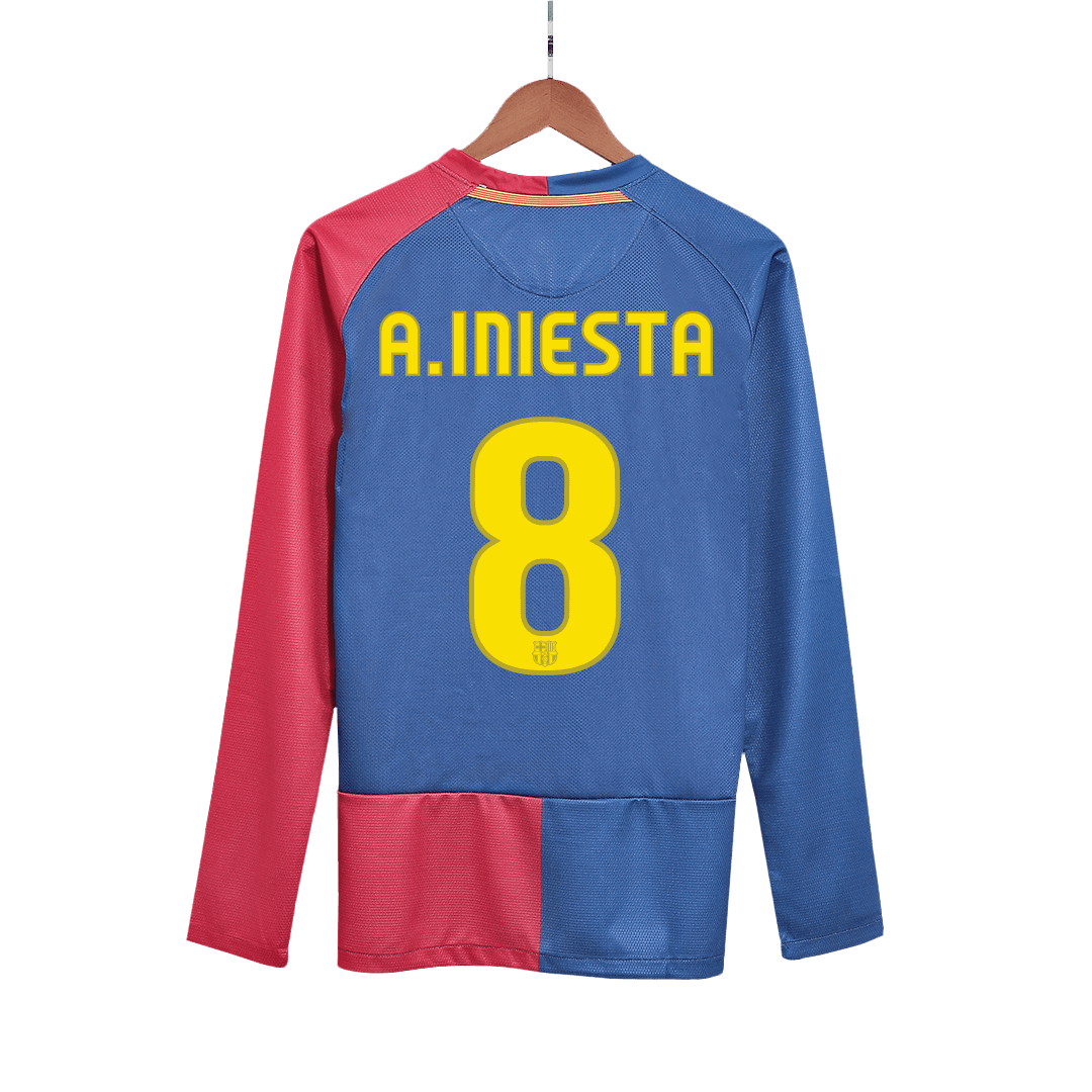 Retro Jersey A.INIESTA #8 Barcelona Retro Jersey Home Long Sleeve Soccer Shirt 2008/09 - UCL Final